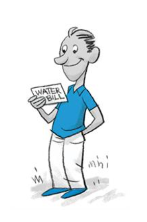 Animated person holding their water bill